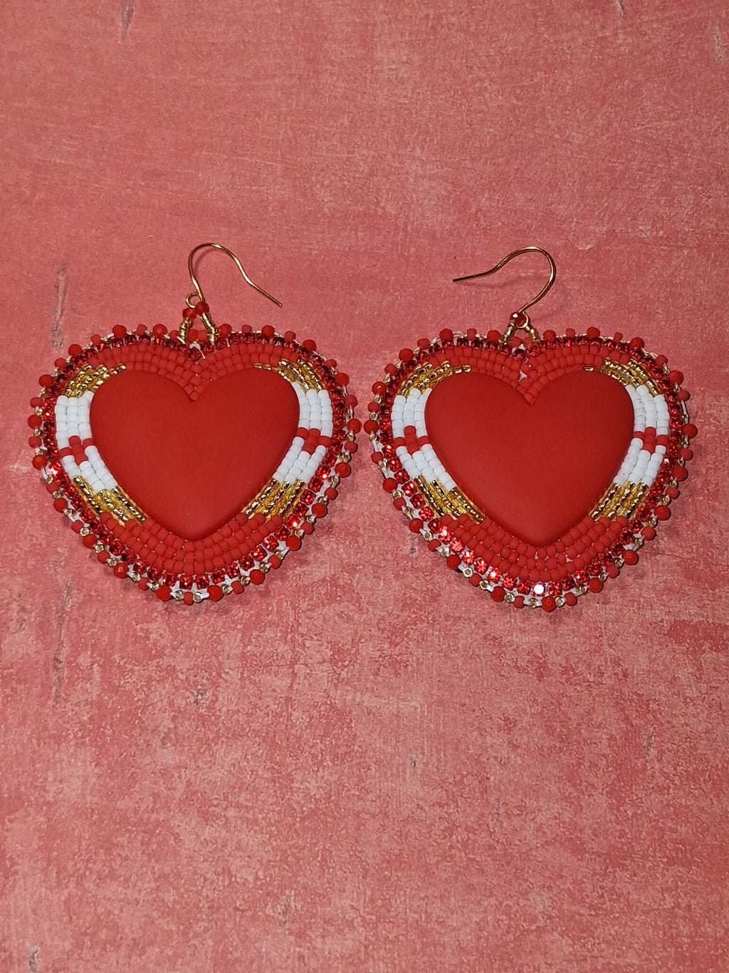 24kt Gold Red Black Earrings
