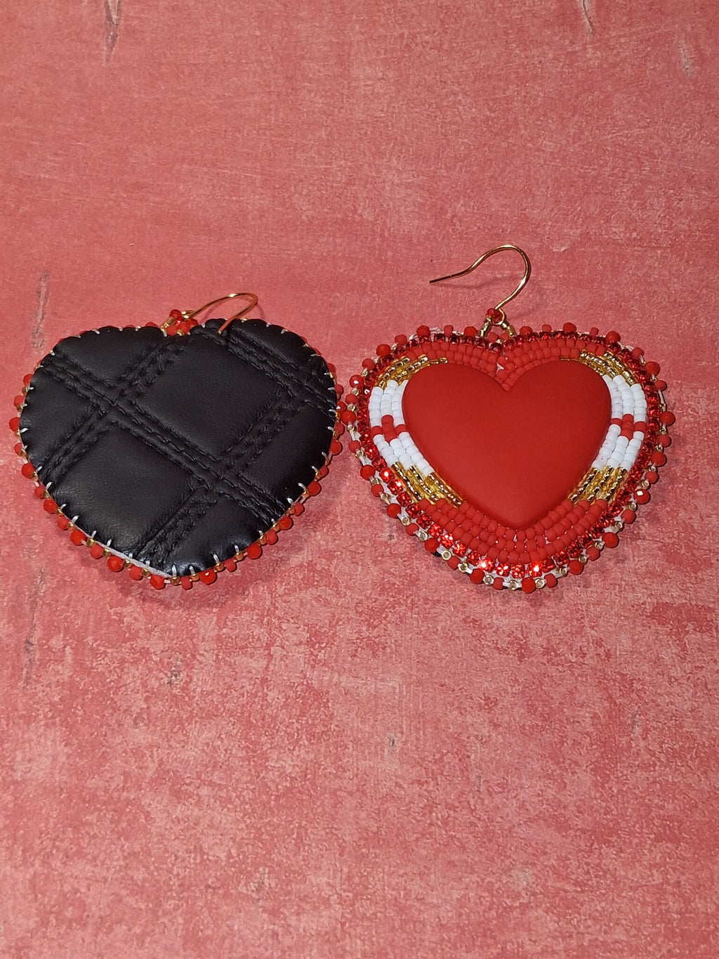 24kt Gold Red Black Earrings